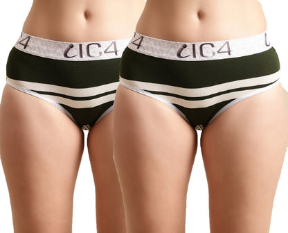 IC4 Women's Modal Elastane Stripe Hipster Combo Pack of 2