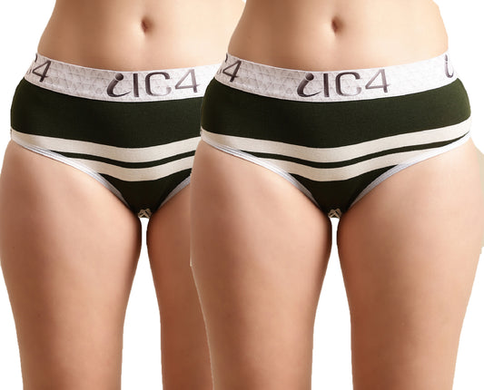 IC4 Women's Modal Elastane Stripe Hipster Combo Pack of 2