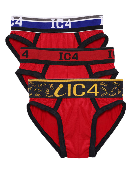 IC4 Boy's Cotton Elastane Brief Red Combo Pack of 3