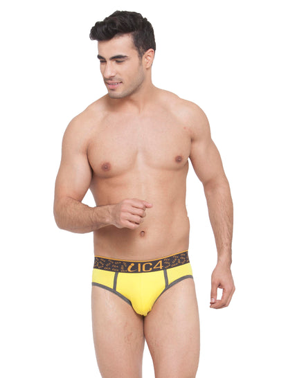 IC4 Men's Cotton Elastane Fashion Brief - Yellow