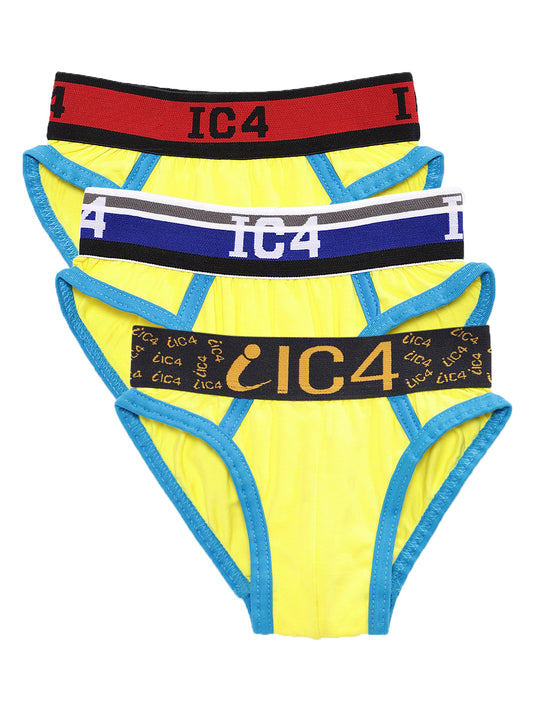 IC4 Boy's Cotton Elastane Brief Yellow Combo Pack of 3